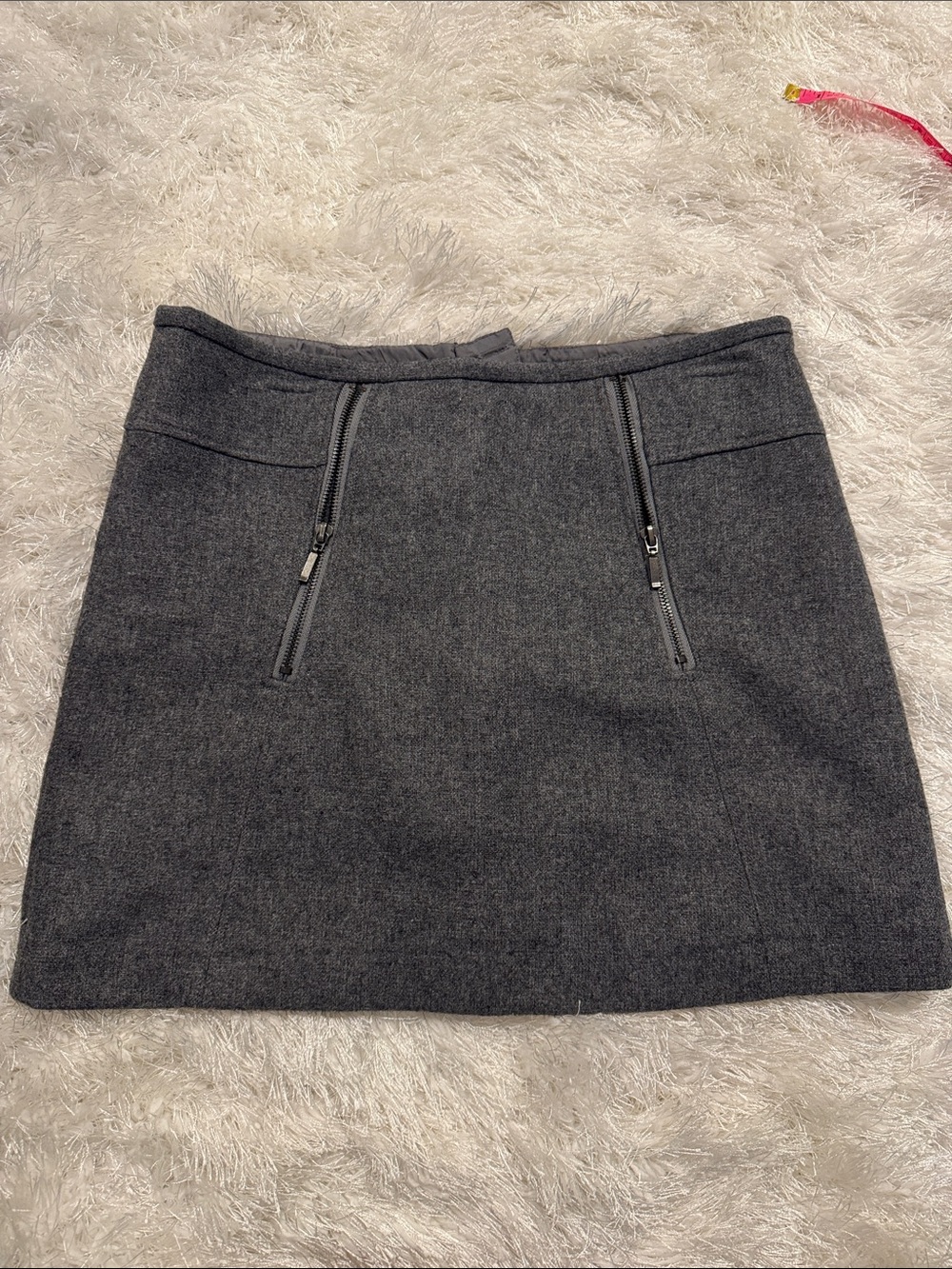 Kenar Charcoal Gray Pencil Skirt with Dual Zips